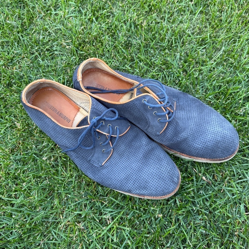 Johnston & Murphy Navy Blue Men's Oxfords Sheepskin Shoes Size 10M